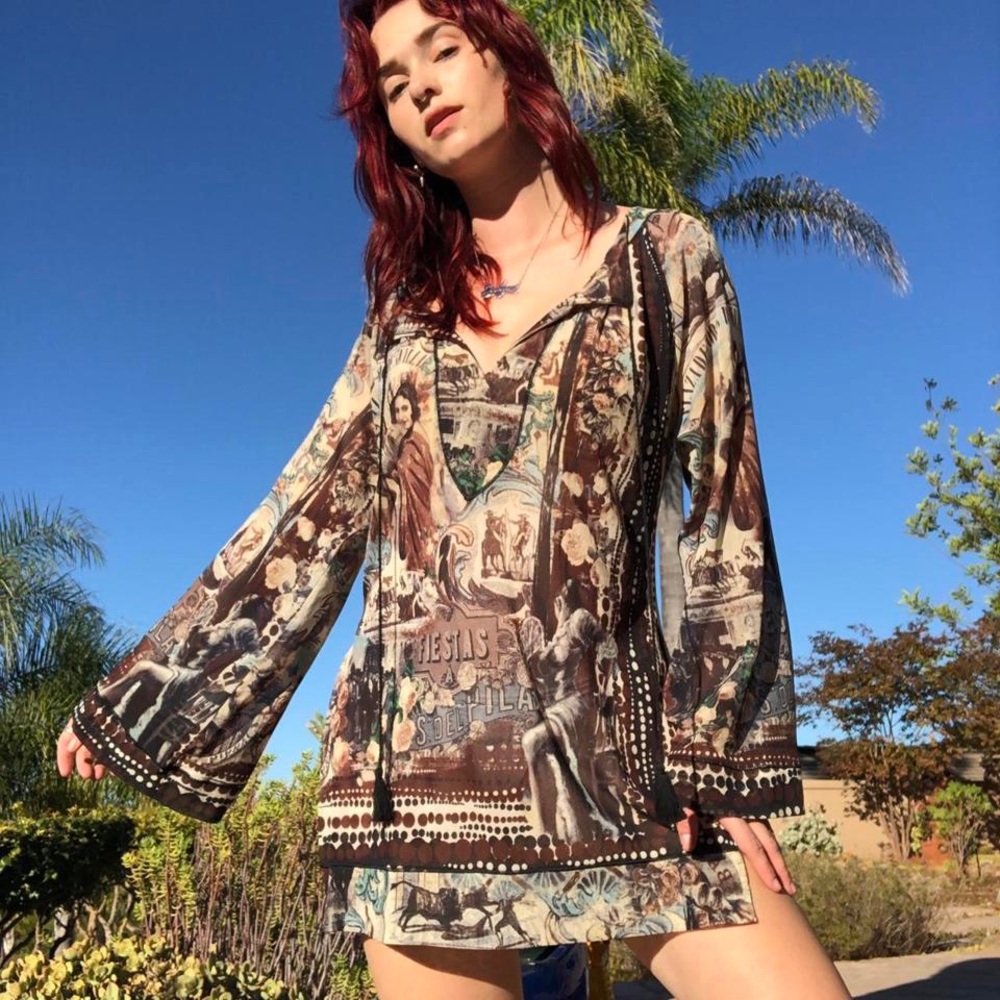 Vtg Fuzzi Sheer Tunic